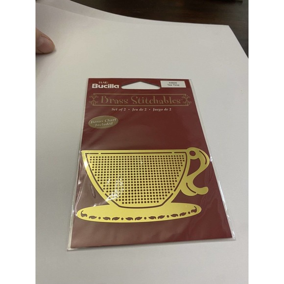 Bucilla Office Plaid Bucilla Brass Stitchables Tea Time Set Of 2